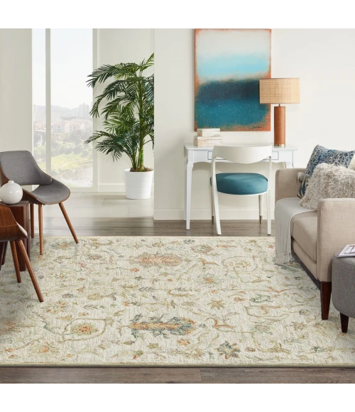 LR Home Vintage Cream/Taupe/Blue 81921 5 ft. X 7 ft. 9 in. Rect. Rug