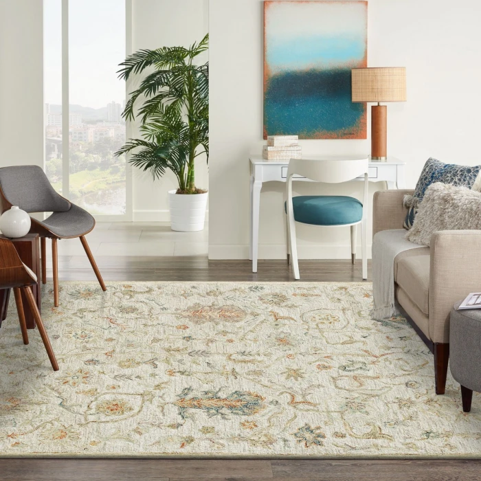 LR Home Vintage Cream/Taupe/Blue 81921 2 ft. X 3 ft. Rect. Rug