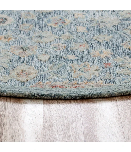 LR Home Vintage Blue/Ivory/Taupe 81922 8 ft. 6 in. Round Rug