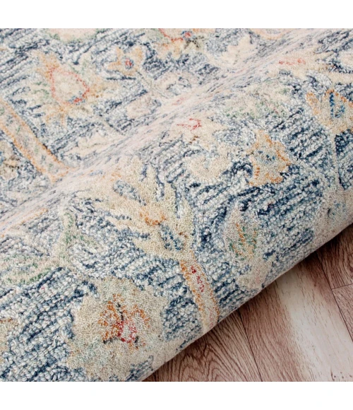 LR Home Vintage Blue/Ivory/Taupe 81922 8 ft. 6 in. Round Rug