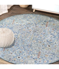 LR Home Vintage Blue/Ivory/Taupe 81922 8 ft. 6 in. Round Rug