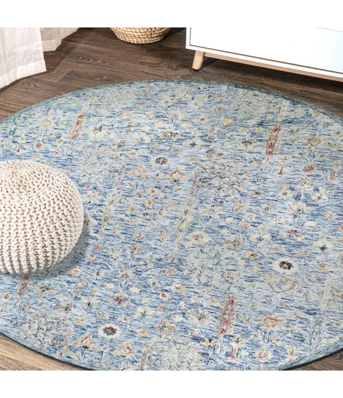 LR Home Vintage Blue/Ivory/Taupe 81922 8 ft. 6 in. Round Rug