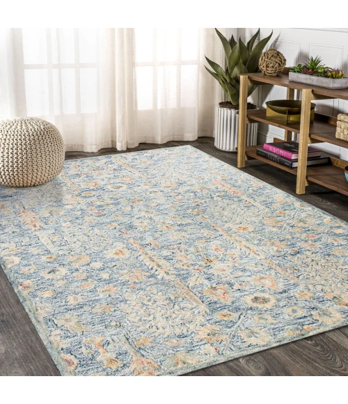 LR Home Vintage Blue/Ivory/Taupe 81922 7 ft. 9 in. X 9 ft. 9 in. Rect. Rug