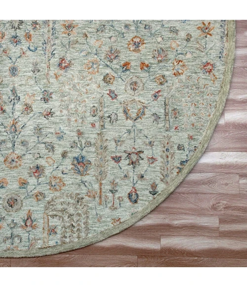 LR Home Vintage Green/Cream/Taupe 81923 8 ft. 6 in. Round Rug