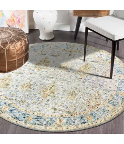 LR Home Vintage Blue/Taupe/Cream 81924 8 ft. 6 in. Round Rug