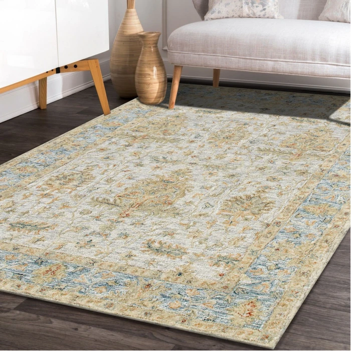 LR Home Vintage Blue/Taupe/Cream 81924 2 ft. X 3 ft. Rect. Rug