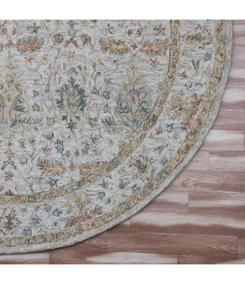 LR Home Vintage Silver/Taupe/Cream 81925 8 ft. 6 in. Round Rug