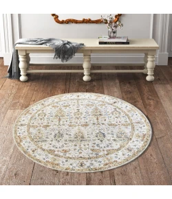 LR Home Vintage Silver/Taupe/Cream 81925 8 ft. 6 in. Round Rug