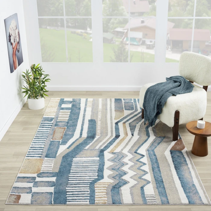 Rugs Town Blue VISTA 5ft.3in. x 7ft. Rectangle Rug