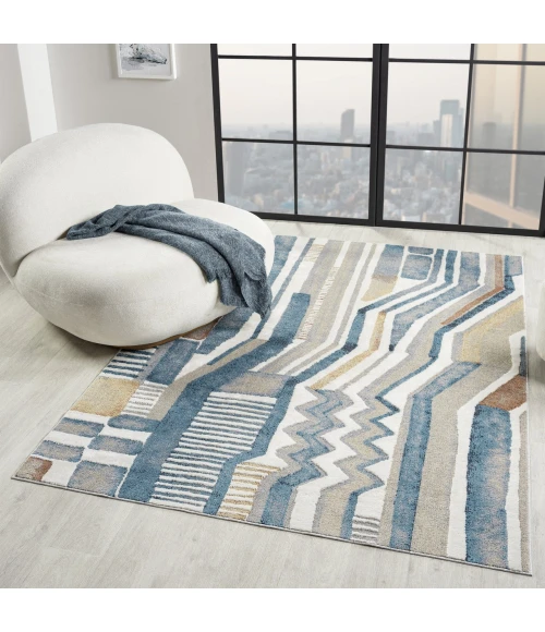 LR Home Vista Blue VISTA 5ft.3in. x 7ft. Rectangle Rug