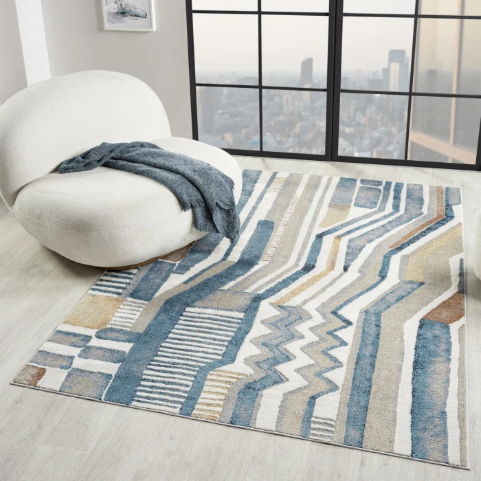 Rugs Town Blue VISTA 5ft.3in. x 7ft. Rectangle Rug