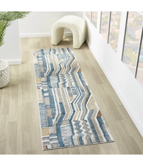 LR Home Vista Blue VISTA 2ft.2in. x 7ft. Runner Rug