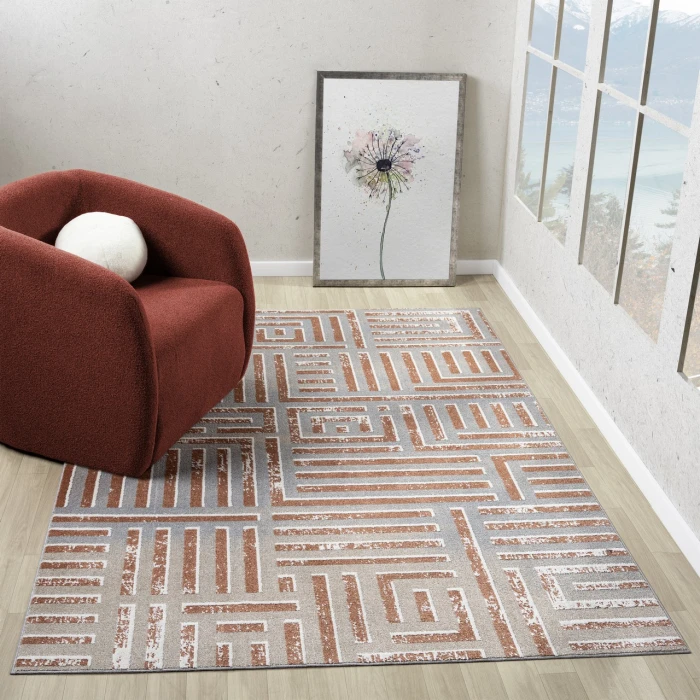Rugs Town Beige VISTA 7ft.9in. x 9ft.9in. Rectangle Rug