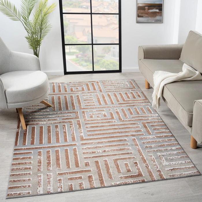 Rugs Town Beige VISTA 7ft.9in. x 9ft.9in. Rectangle Rug