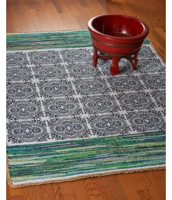 Vaughn VOG-AX Navy/Green 5 ft. x 7 ft. Rectangle Area Rug