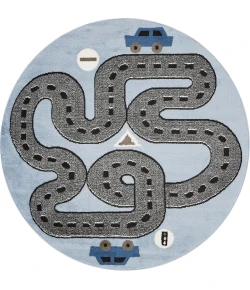 LR Home Whimsical Blue WHIMS 4ft.8in. x 4ft.8in. Round Rug