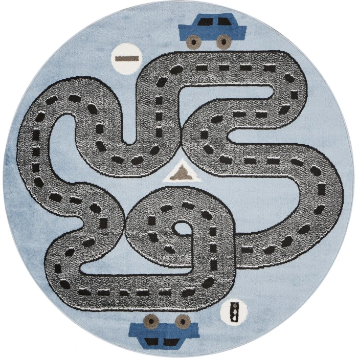 Rugs Town Blue WHIMS 4ft.8in. x 4ft.8in. Round Rug