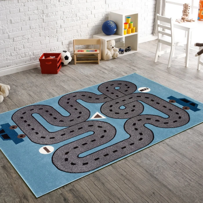 LR Home Whimsical Blue WHIMS 5ft. x 7ft. Rectangle Rug