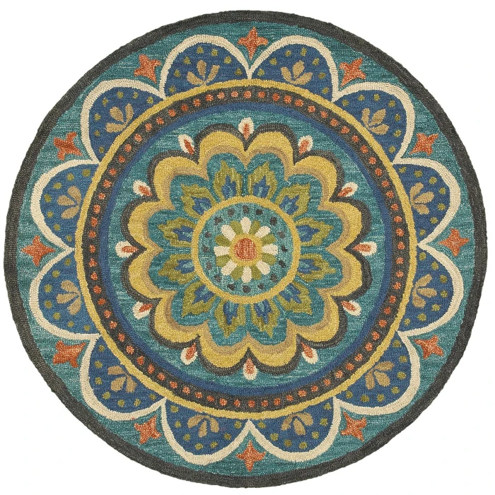 LR Home Dazzle Blue DAZZL 5ft. x 5ft. Round Rug