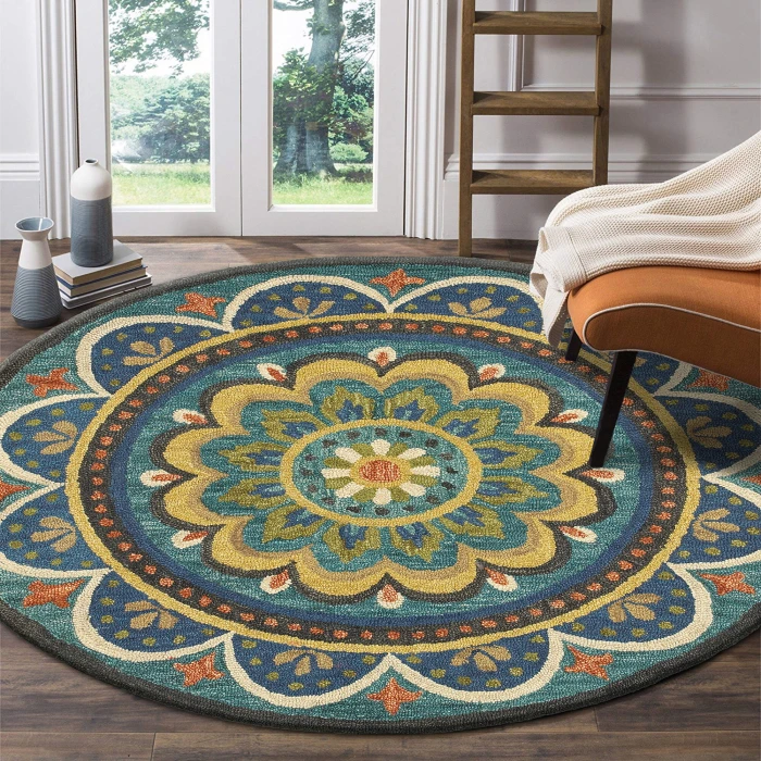 LR Home Dazzle Blue DAZZL 5ft. x 5ft. Round Rug