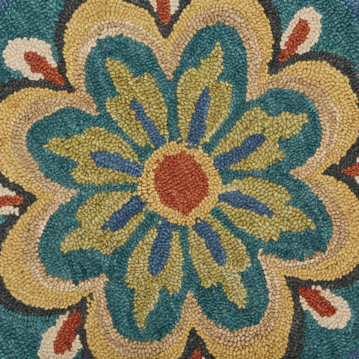 LR Home Dazzle Blue DAZZL 5ft. x 5ft. Round Rug