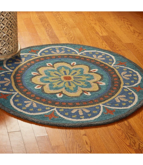 LR Home Dazzle Blue DAZZL 5ft. x 5ft. Round Rug