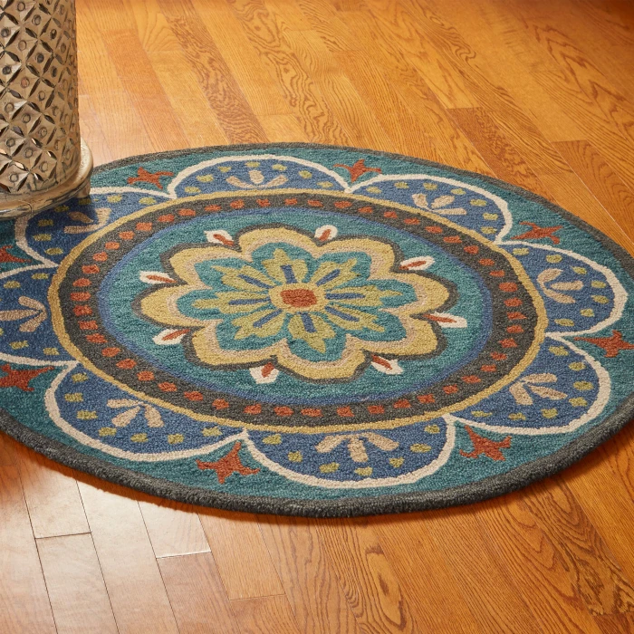 LR Home Dazzle Blue DAZZL 5ft. x 5ft. Round Rug