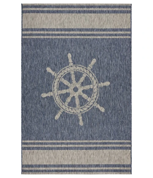LR Home CAPTIVA 81025 Navy/ Gray 5'0" X 7'0 Rect. Rug