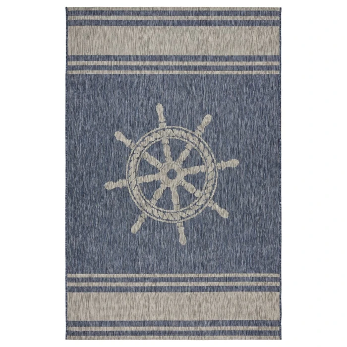 LR Home CAPTIVA 81025 Navy/ Gray 7'9" X 9'5 Rect. Rug