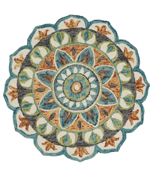 LR Home DAZZLE 54085 Teal/ Green 6' Round Rug