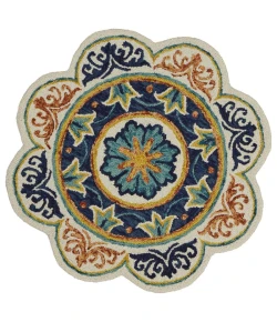 LR Home Dazzle 54079 Ivory Blue 4' X 4' Round Rug