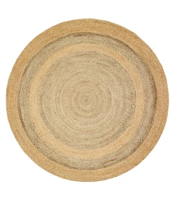 LR Home Natural Fiber 12032 Natural/ Gray 4' X 4' Round Rug