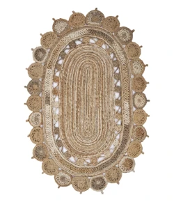 LR Home Natural Fiber 12038 Bleach/ Gray 7'X 9' Oval Rug