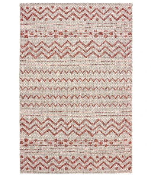 LR Home Sun Shower 81244 Beige/ Red 5' X 8' Rect. Rug