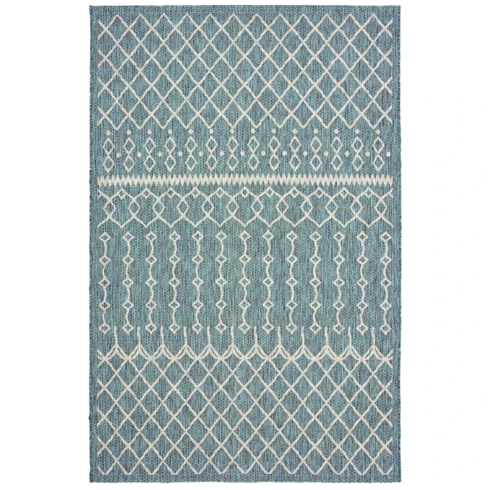 LR Home Sun Shower 81247 Blue/ Gray 5' X 8' Rect. Rug