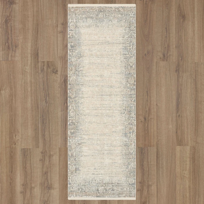 Karastan Mandawa Cream Dark Grey 2' 7" x 7' 3" Area Rug