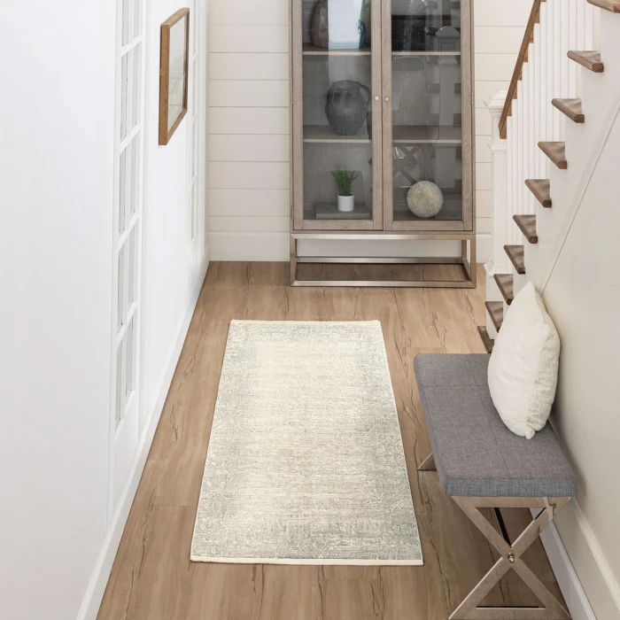 Karastan Mandawa Cream Dark Grey 2' 7" x 7' 3" Area Rug