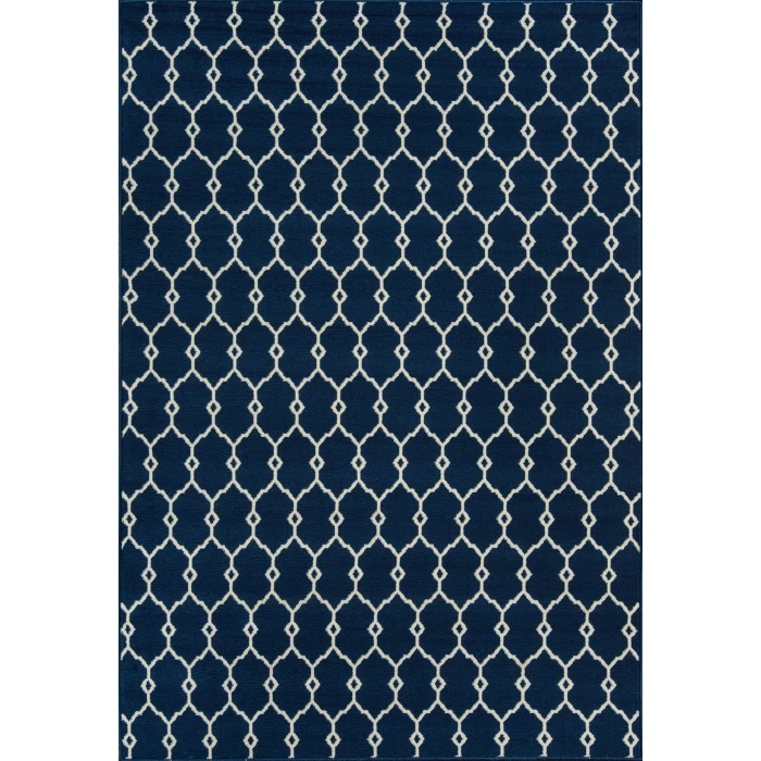 Momeni Baja Area Rug BAJ-2 Trellis Navy 6'7 X 9'6