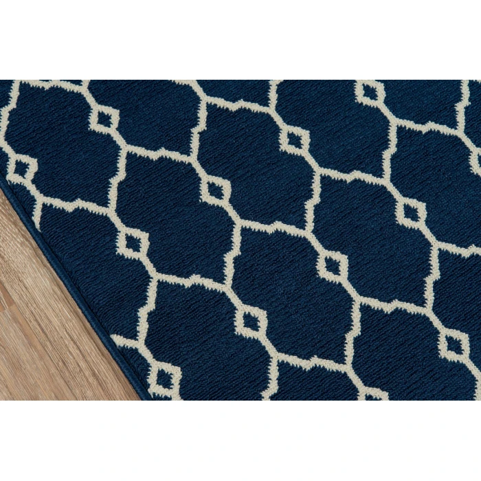 Momeni Baja Area Rug BAJ-2 Trellis Navy 6'7 X 9'6