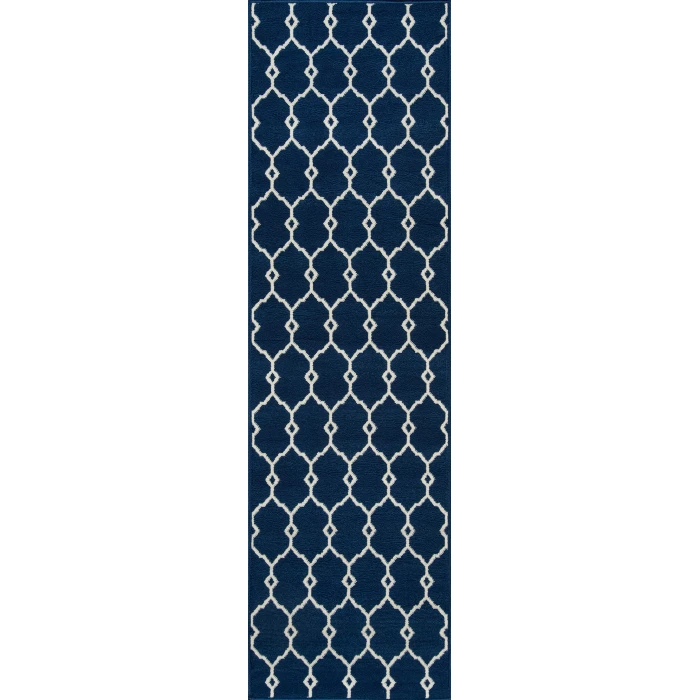 Momeni Baja Area Rug BAJ-2 Trellis Navy 6'7 X 9'6