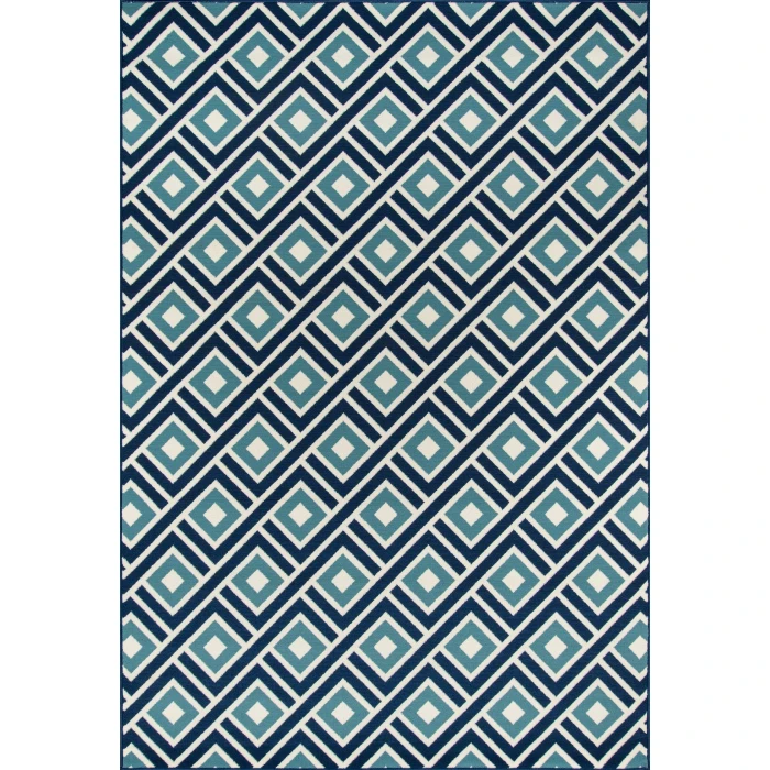 Momeni Baja Area Rug BAJ-7 Blocks Blue 6'7 X 9'6