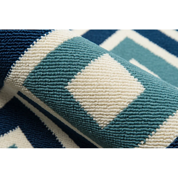Momeni Baja Area Rug BAJ-7 Blocks Blue 6'7 X 9'6