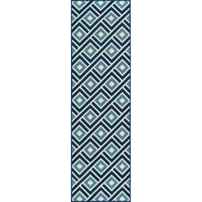 Momeni Baja Area Rug BAJ-7 Blocks Blue 6'7 X 9'6