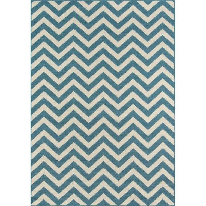 Momeni Baja Area Rug BAJ-9 Chevron Blue 5'3 X 7'6