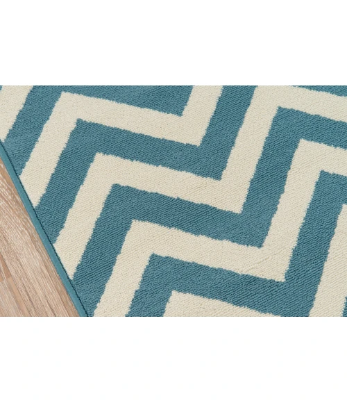 Momeni Baja Area Rug BAJ-9 Chevron Blue 2'3 X 7'6 Runner