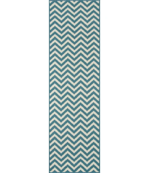 Momeni Baja Area Rug BAJ-9 Chevron Blue 2'3 X 7'6 Runner