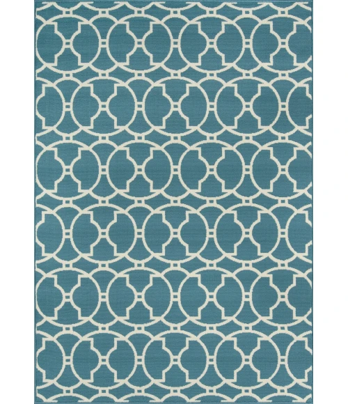 Momeni Baja Area Rug BAJ11 Moroccan Tile Blue 6'7 X 9'6