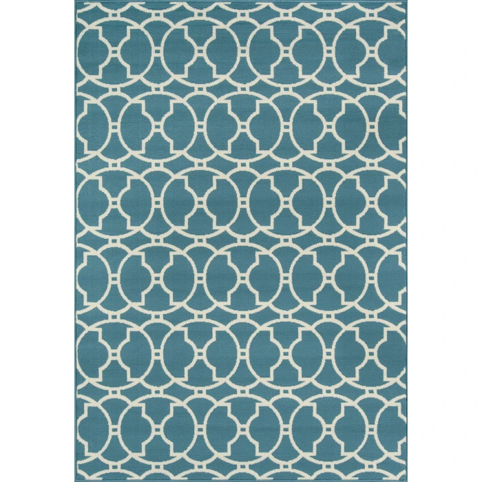 Momeni Baja Area Rug BAJ11 Moroccan Tile Blue 6'7 X 9'6