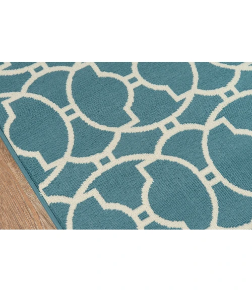 Momeni Baja Area Rug BAJ11 Moroccan Tile Blue 6'7 X 9'6