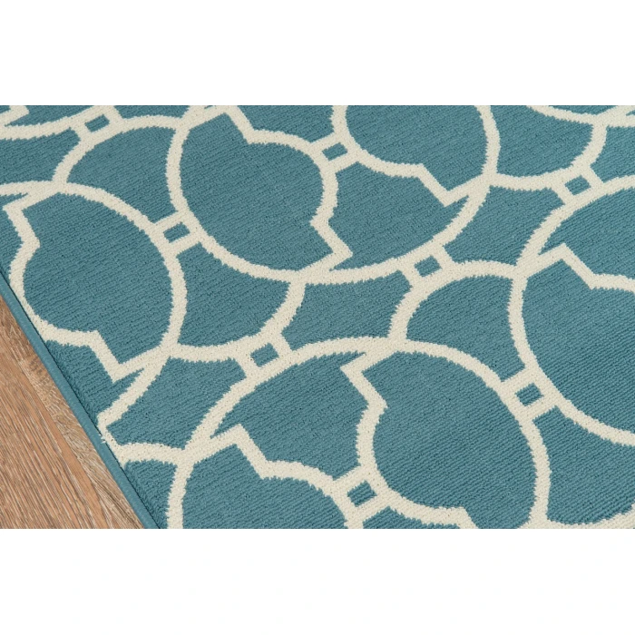 Momeni Baja Area Rug BAJ11 Moroccan Tile Blue 6'7 X 9'6